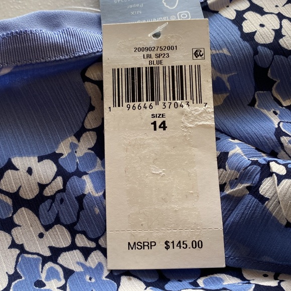 Lauren Ralph Lauren Blue Floral Ruffled Trim Georgette Skirt SZ 14 or 16 NEW - Picture 10 of 11